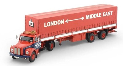 TEKNO, SCANIA 110 Super 4x2 mit 2-achsigem, geschlossenem Transportanhänger B...