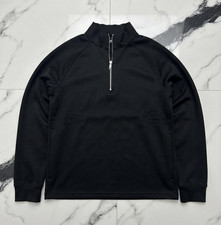 Herren Pullover schwarz Half-Zip mit Stehkrag...