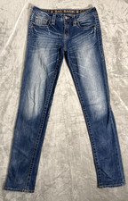 Rock Revival Jeans Womens Size 29R Jessica 30x31 Skinny Denim Flap Pockets Boho