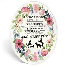 Dog Lives Here Sign No Soliciting for Home Do Not Ring Doorbell Bark Warning