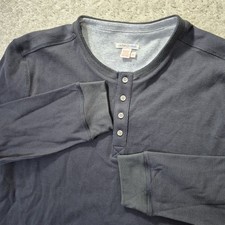 Carbon 2 Cobalt Henley Shirt Mens XL Black Cotton Heavy Preppy Minimal Outdoor