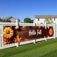 Hello Fall Banner Autumn Thanksgiving Outdoor Decoration Backdrop 118 X 20 Inchs