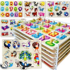 Wooden Puzzles for Toddlers 1-3 - 6XSET Puzzles Ages 2-4 with Rack - Learning...