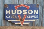 Vintage Hudson Motor Car Company Sales and Service Porcelain Metal Sign