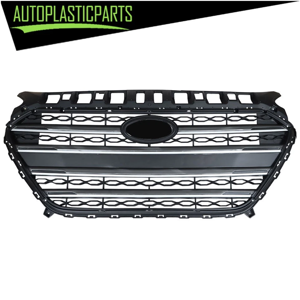 Front Upper Bumper Grille Chrome Black Grill For Hyundai Elantra GT 2013-2016 - Image 2 of 4