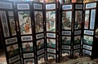 ANTIQUE 19c CHINESE 8 PORCILYN PANEL  SCREEN W/8 IMORTALS 35"x 48" QING Dynasty  — photo 2