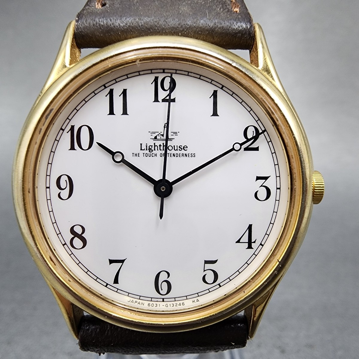 Citizen Lighthouse Watch Men 31mm White Dial Gold Tone Round 6031