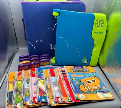 LeapPad Learning System + Case, 10 Books With Cartridges - Working!