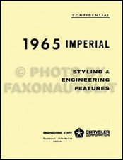 1965 Chrysler Imperial Engineering And Styling Features Manual Options