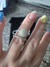 S925 Sterling Silver Bridial Ring Set Size T/10