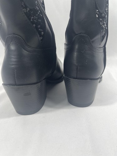Wild Pair Boots Womens Size 8.5 Black Sequin Western Cowboy Chunky Heel New - Picture 4 of 8