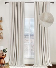 100 Blackout Shield Linen. Curtains 2 Panels Set, 50" W x 84" L, Cream C17