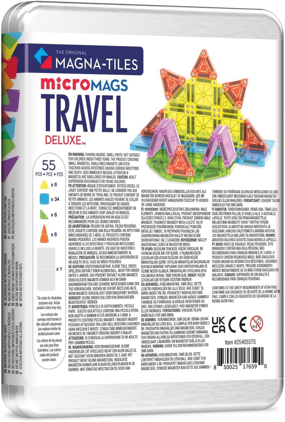 MAGNA-TILES microMAGS Travel Set Deluxe 55 piece Magnetic Construction Set  NEW