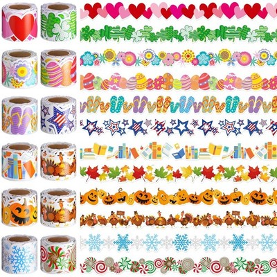Geyee 12 Rolls 394 ft Holiday Bulletin Board Borders Seasonal Bulletin Board ...
