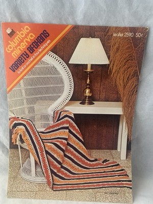 Columbia-Minerva Leaflet 2590 Knit/CROCHET Varity Afghans                 R20-21