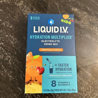 LIQUID IV Tropical Punch Kids Hydration Mix 8 Count, 0.28oz Exp 7/26+