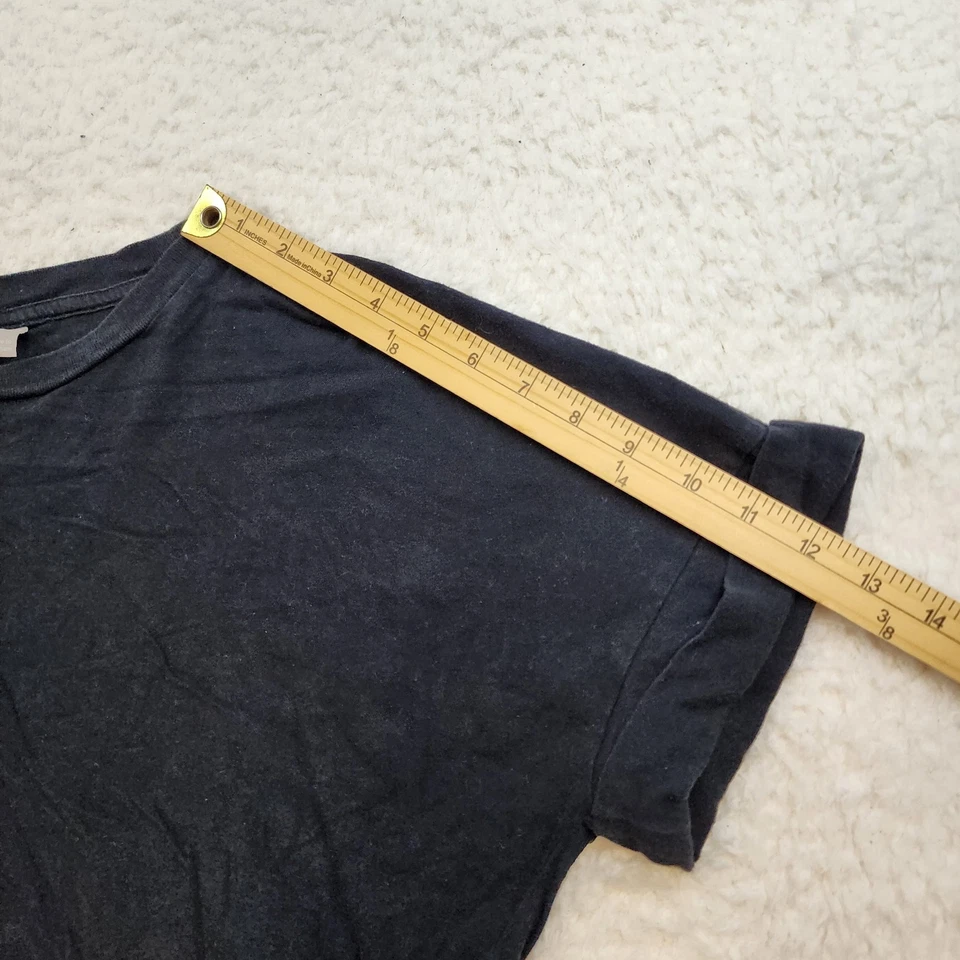 asos Cropped Oversized Tee T-shirt 10 Black 100% Cotton Short Cuffed Sleeves - Image 4 of 4