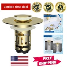 Brushed Gold 3-in-1 Bathroom Sink Drain Strainer - Pop Up Stopper  Filter