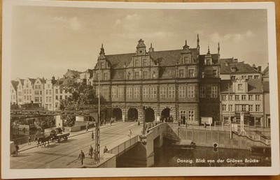 Postcard Gdansk View from the Green Bridge approx. 1940