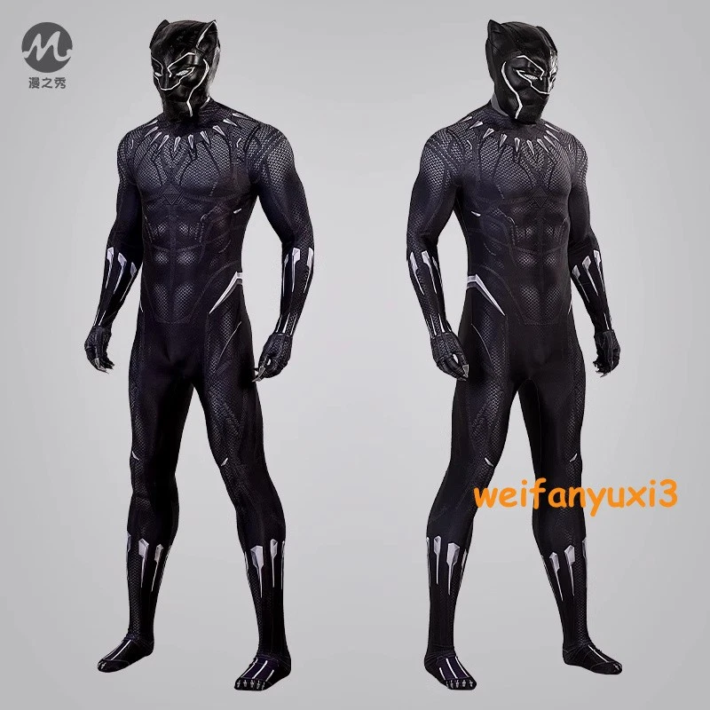 Película Pantera Negra Adulto T'Challa Halloween Juegos con disfraces Disfraz Mono Body Foto 3 de 4