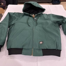Berne HJ61GD Hooded Duck Work Jacket Green Insulated Quilted Lined Men s Medium