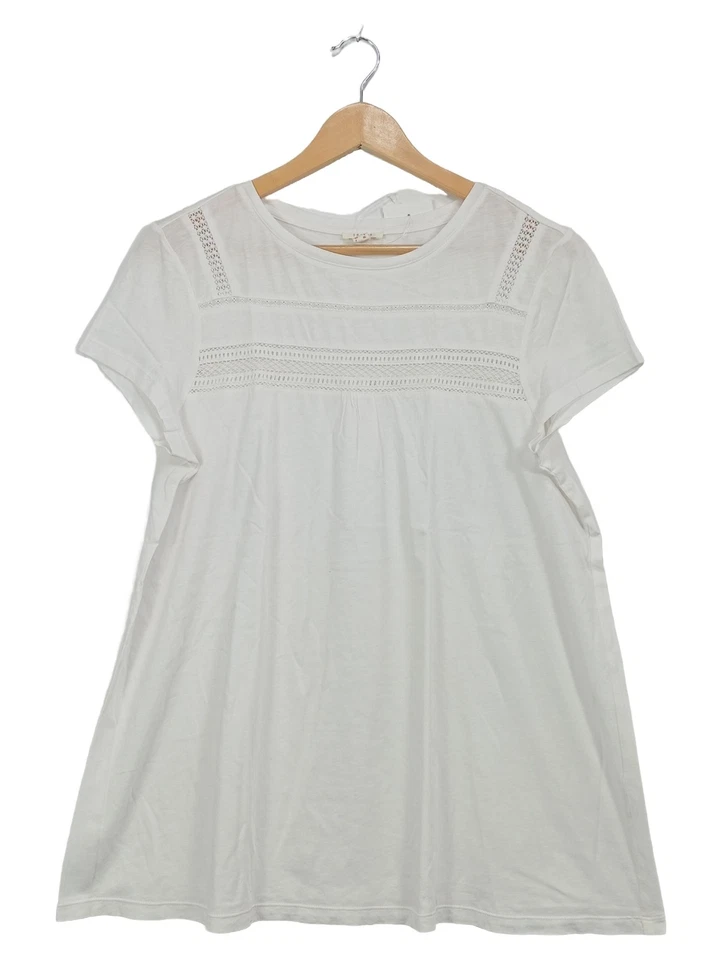 Esprit T-Shirt Femme Blanc Détails Dentelle Coton Féminin (EU 42, INT L) - Photo 1/1