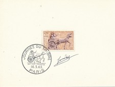 France N° 1378 Journée du timbre 1963 Char poste gallo Romain signé graveur Piel