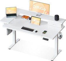 OffiGo Standing Desk with Drawer, 120cm Height Adjustable Desk, Electric Standi