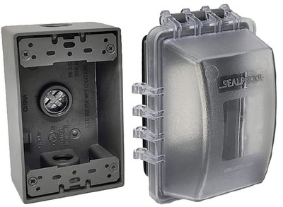 Sealproof 1-Gang Weatherproof Exterior in Use Outlet Cover and Box Kit - Metalli