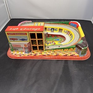 1964 Shell Oil Technofix Lift Garage Wind-Up #308-Works-no Tin Cars Or Box