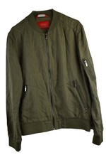 ZARA MAN Basic Green Windcheater Jacket size L Mens Full Zip Bomber Casual