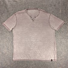 Lucky Brand Shirt Mens 2XL Pink Venice Burnout Short Sleeve Henley Casual Tee