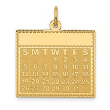 14k Yellow Gold Wednesday the First Day Calendar Pendant