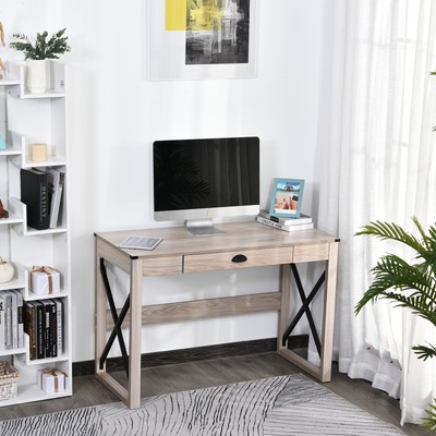 HOMCOM Industrial Retro Style Wooden Modern X-Frame Wooden Color 44'' L x 20'' W x