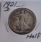 1921-D 50C Walking Liberty Silver Half Dollar  Circulated