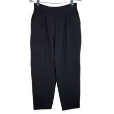 St. John Basics Pull On Pleated Front Pants 6 Heavy Knit Pockets Stretch FLAW