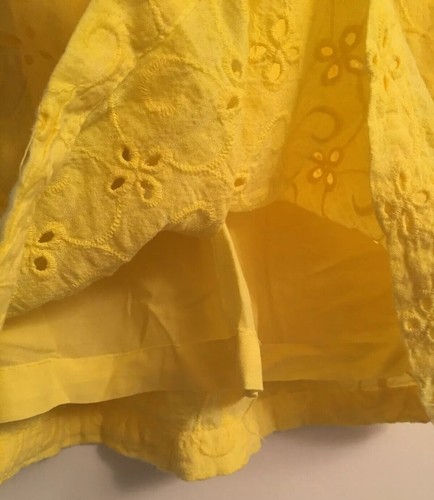 NWT ZARA Girls Soft Collection Yellow Lined Eyelet Skirt Size 7 Ties At Waist - Picture 5 of 6