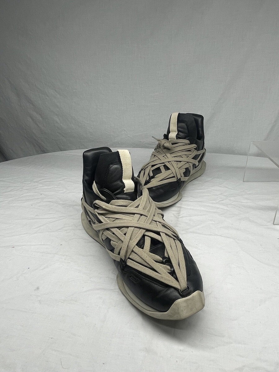 Rick Owens Maximal Mega Lace Runner Black Leather Extra Lace Rick Owens Maximal Mega Lace Runner Black Leather Extra Lace