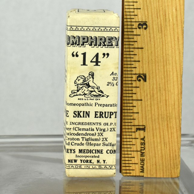 VTG Antique Humphreys Homeopathic Medicine Co Simple Skin Eruptions No
