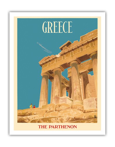 Greece - The Parthenon - Temple of Athena - Vintage Travel Poster c.1954