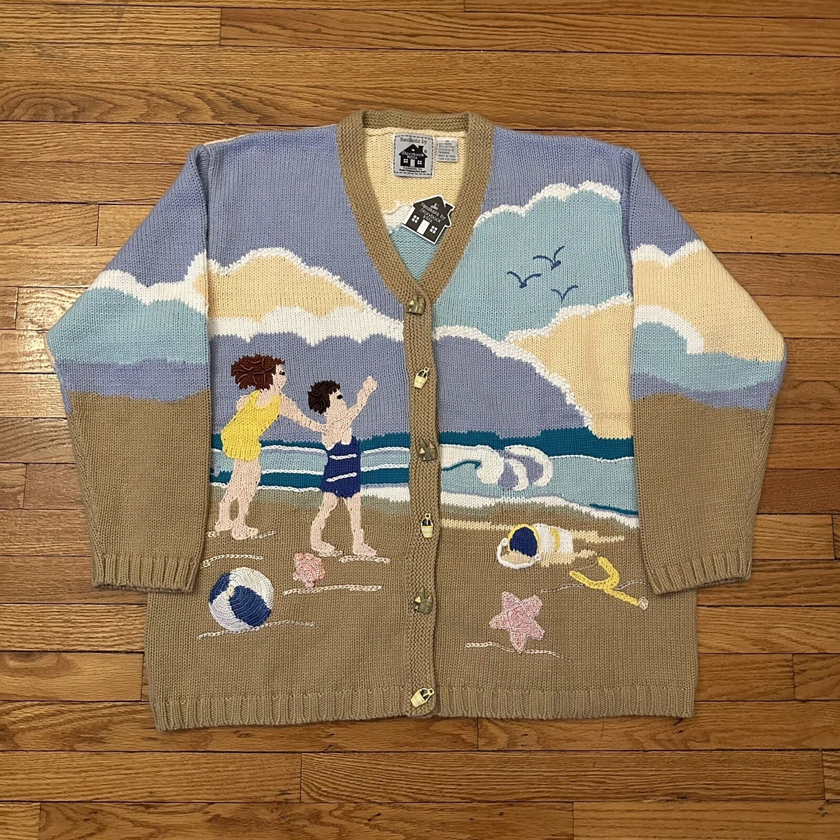 NWT Vintage Storybook Knits Beach Knit Cardigan Sweater 1X XL Women NEW