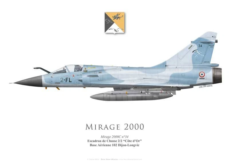 Print Mirage 2000C, EC 2/2 "Côte d'Or", French Air Force (par G. Marie)