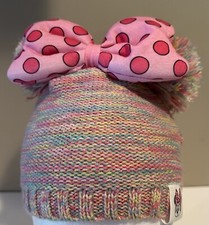 Authentic Disney Minnie Mouse Beanie Hat Pom Pom Mouse Ears Bow Size 3-6