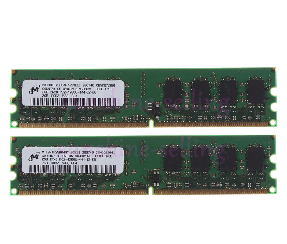 8GB Micron 4X 2GB DDR2 533Mhz 2Rx8 PC2-4200U 240PIN CL4 DIMM Desktop Memory RAM - Image 2 of 4