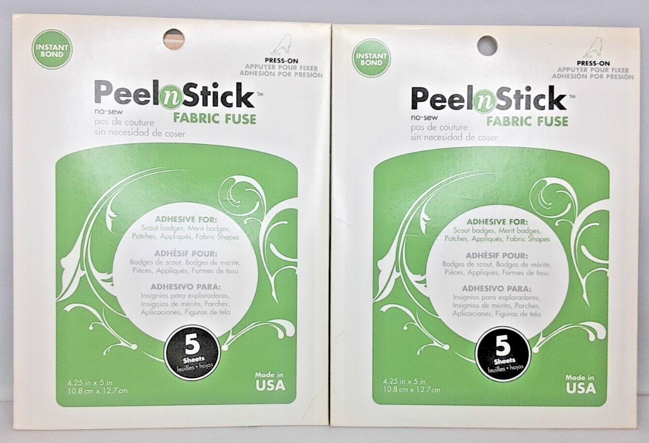 Peel'n Stick Fabric Fuse Sheets 4.25 X 5 Sheets Thermoweb 3344 Lot of 2