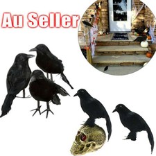2-6pcs Crow Prop Black Realistic Raven Feathered Spooky Party Home Decorations