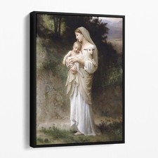 Impresión de arte de pared en lienzo Inocencia, Virgen María con el Niño Jesús y Cordero Bouguereau