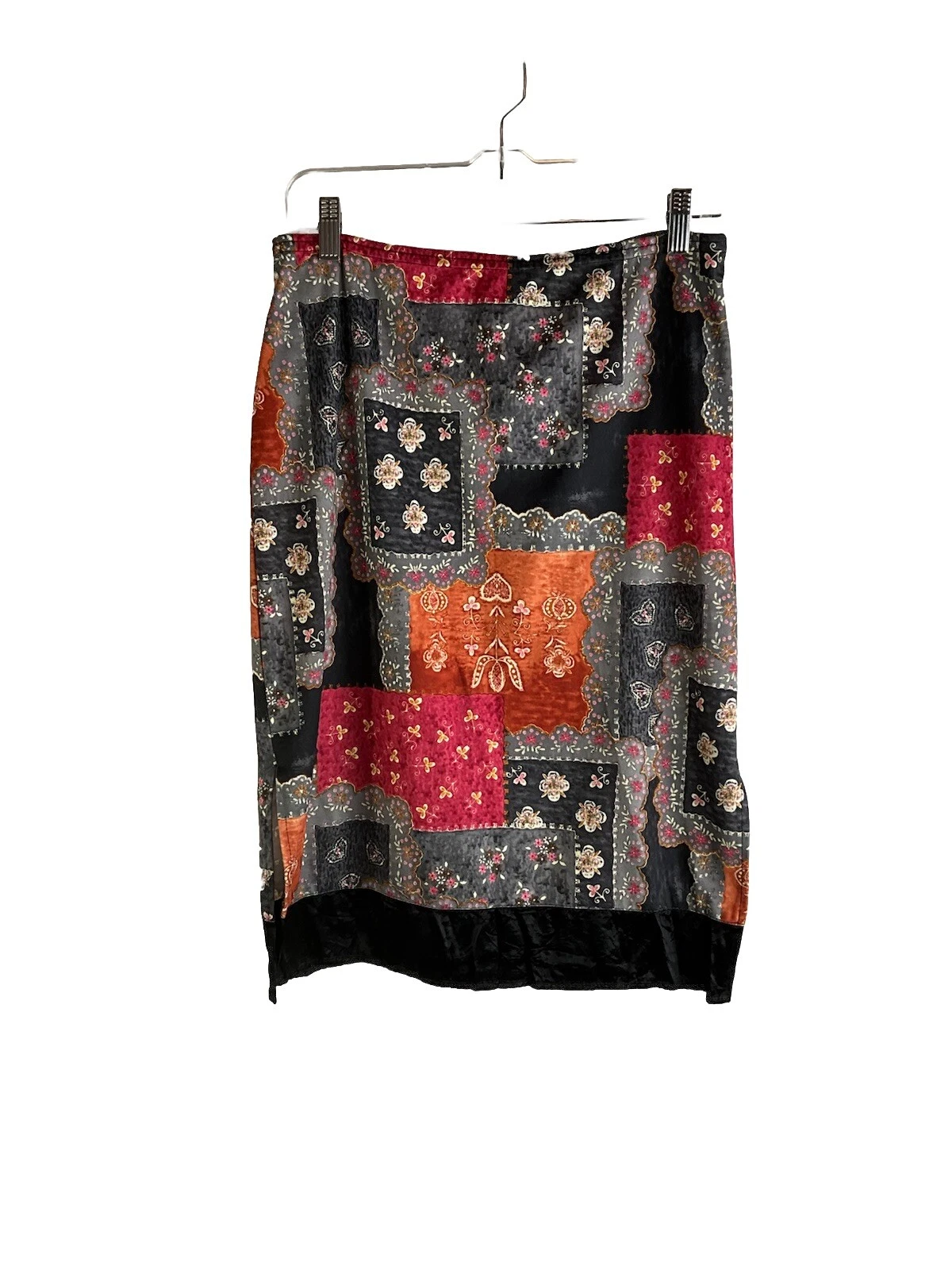 Vintage Y2K Grunge Streetwear Baby Womens Large Patchwork Floral Slip Skirt