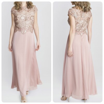 Alex Evenings Sequin Embroidered Evening Gown Sz Rose Gold