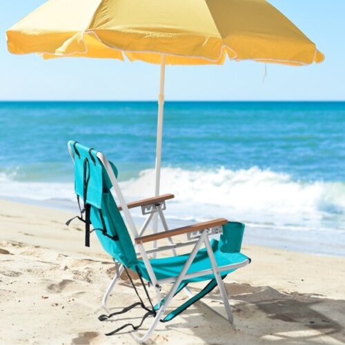 Folding Beach Chair, 4 Position Portable Backpack Foldable Camping Chair New -